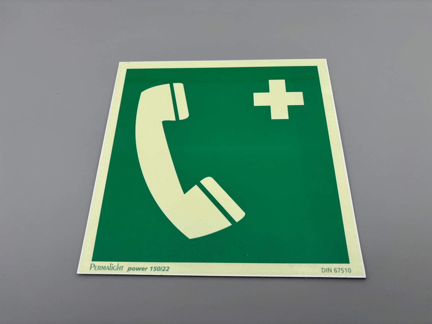 Rettungsschild Alu 200x200 Permalight power 150/22 "Notruftelefon" selbstklebend