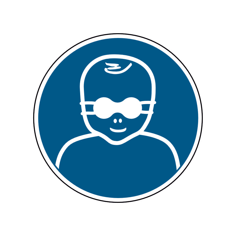 Kleinkinder durch weitgehend lichtundurchlässige Augenabschirmung schützen M025 Folie