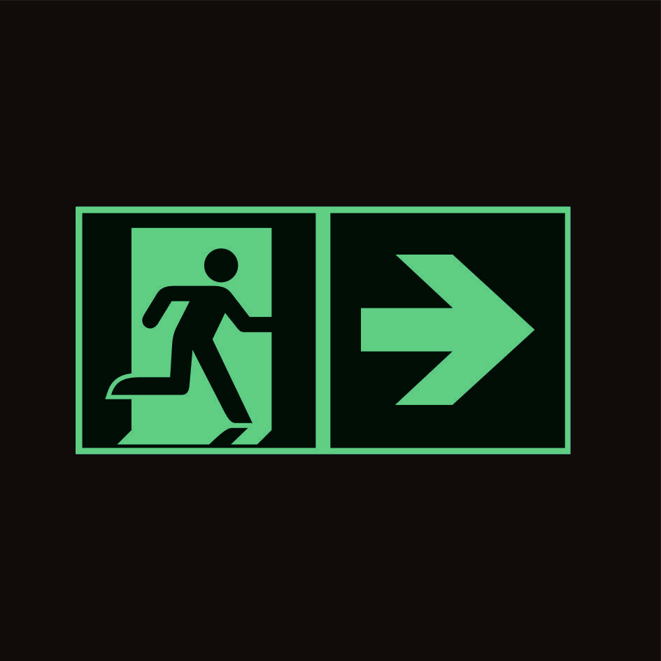Fluchtwegschild Pfeil rechts nachleuchtend Alu 400x200mm