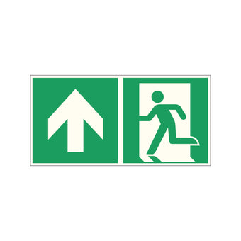 compare product Fluchtwegschild geradeaus Pfeil links Alu 300x150 Arivasign