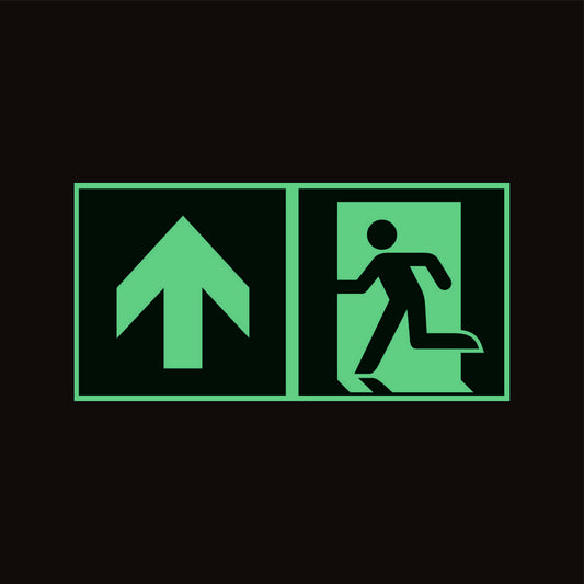 Fluchtwegschild geradeaus Pfeil links Alu 300x150 Arivasign