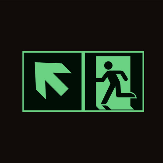 Fluchtwegschild Pfeil links aufwärts Alu 300x150 Arivasign