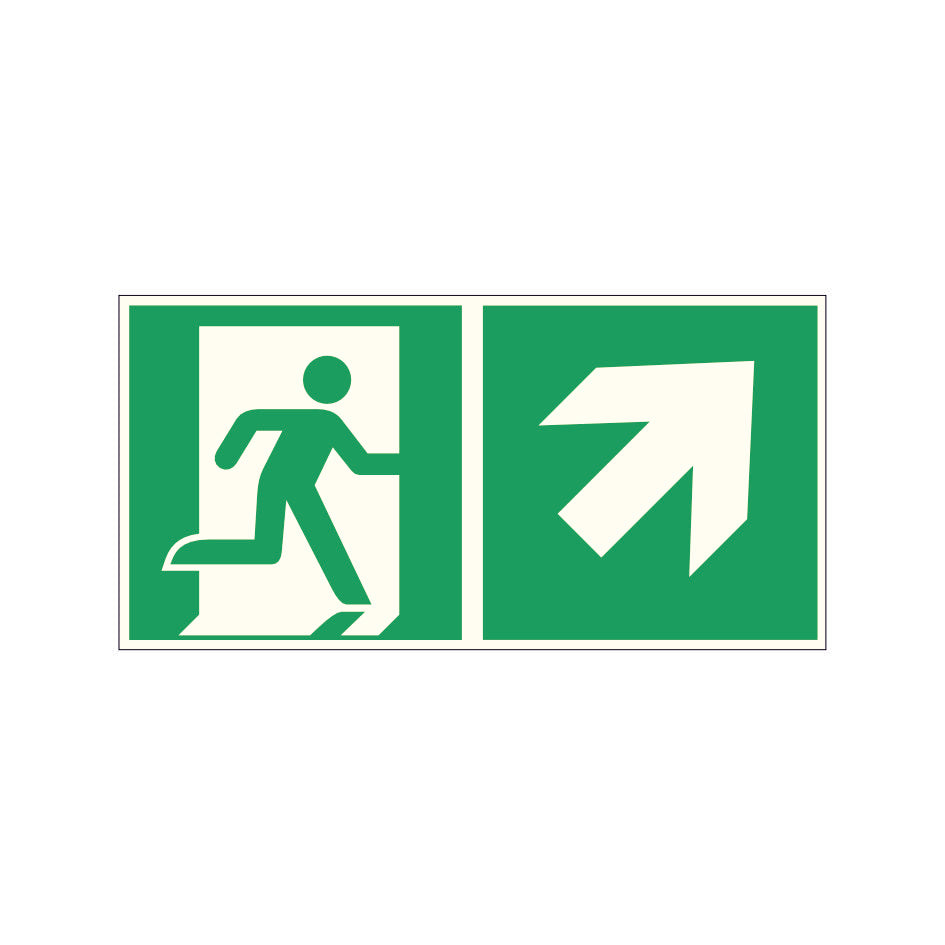 Fluchtwegschild Pfeil rechts aufwärts Alu 300x150 Arivasign
