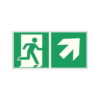 compare product Fluchtwegschild Pfeil rechts aufwärts Alu 300x150 Arivasign