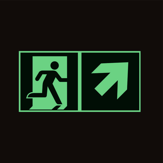 Fluchtwegschild Pfeil rechts aufwärts Alu 300x150 Arivasign