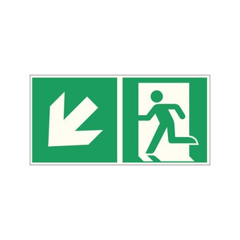 compare product Fluchtwegschild Pfeil links unten Alu 300x150 Arivasign