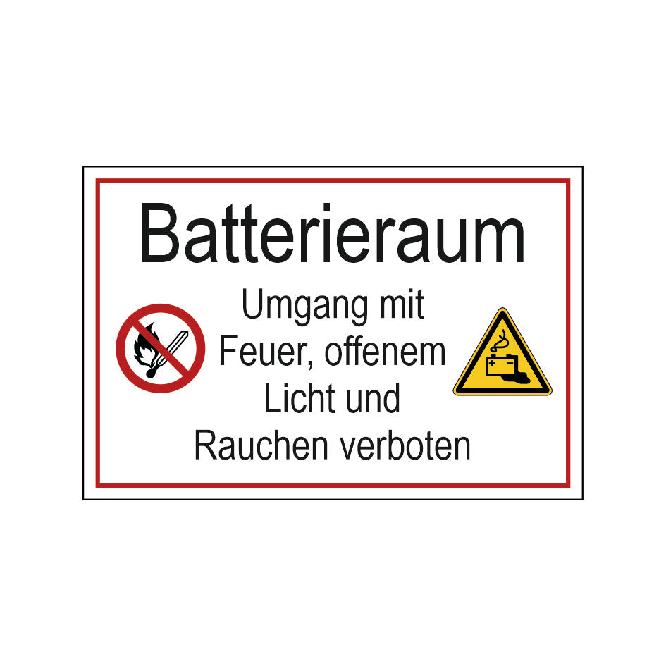 Hinweisschild Batterieraum Digitaldruck