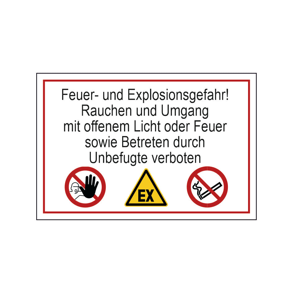Hinweisschild Feuer und Explosionsgefahr Digitaldruck