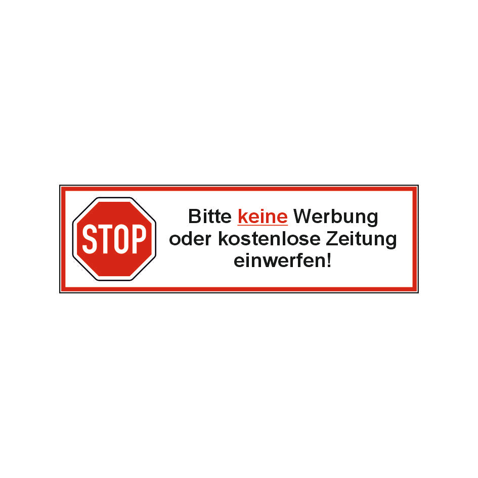 Keine Werbung oder Zeitung einwerfen! 100x30mm Aufkleber