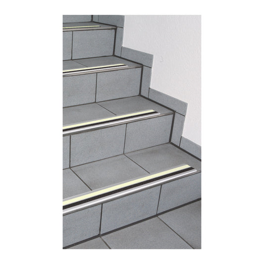 Aluminium-Flachprofil mit Anlaufkante, nachleuchtend