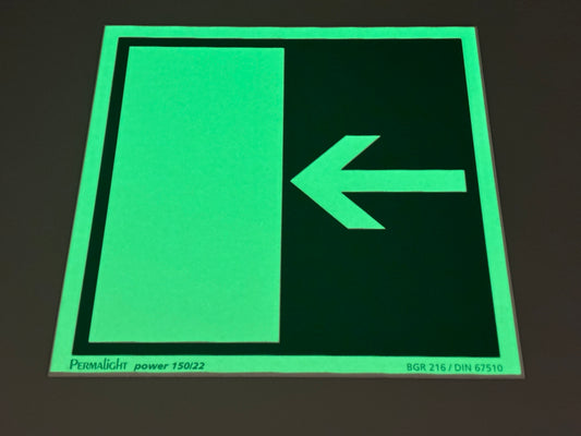 Fluchtwegschild Alu 200x200 Permalight power 150/22 "Fluchttür links"