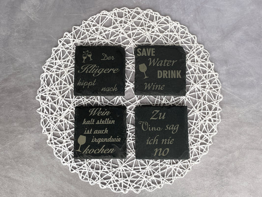 Schiefer Getränkeuntersetzer Wein Sprüche