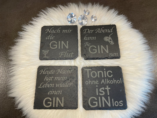 Schiefer Getränkeuntersetzer Gin Sprüche