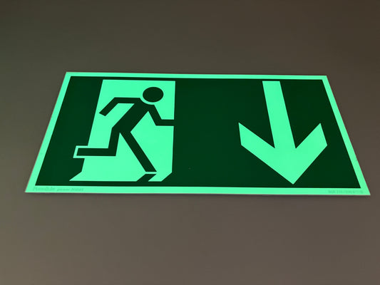 Fluchtwegschild Alu verschiedene Größen Permalight power 150/22 "Fluchtrichtung unten"