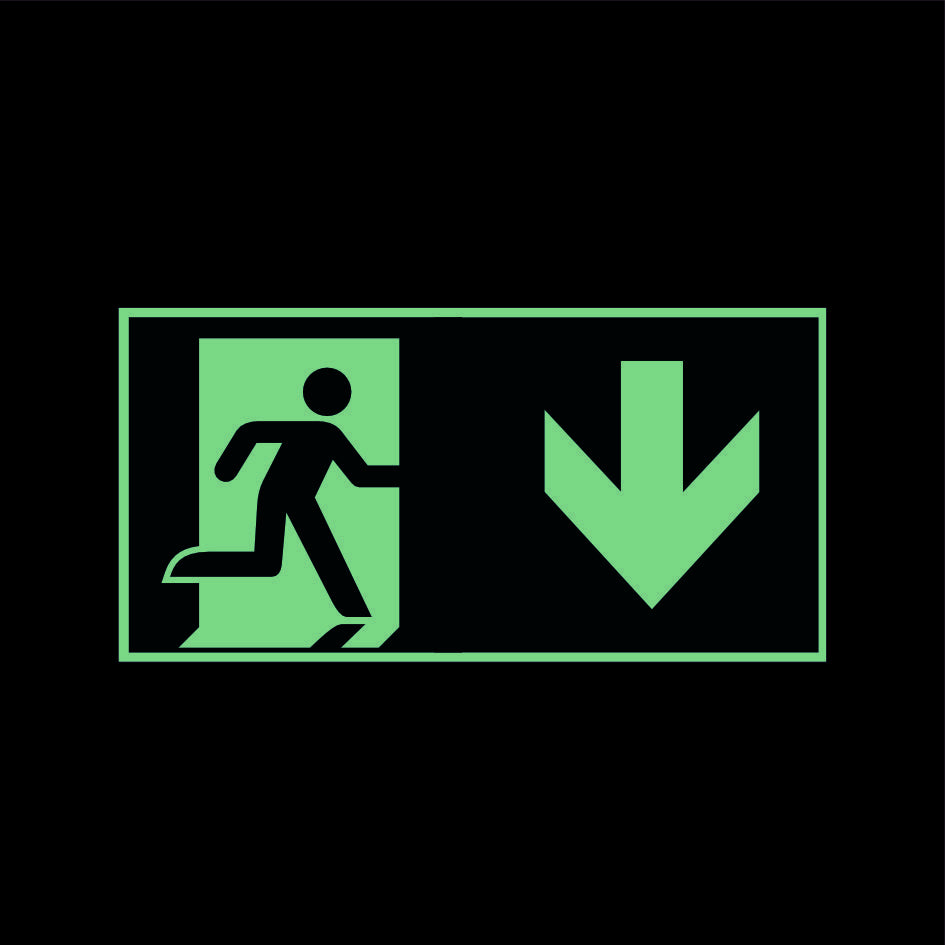 Fluchtwegschild Alu verschiedene Größen Permalight power 150/22 "Fluchtrichtung abwärts"