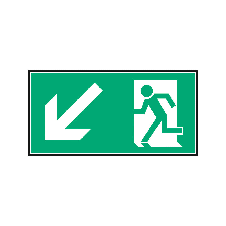 Fluchtwegschild Kunststoff 300x150 Permalight plus 55/8 "Fluchtrichtung links abwärts"