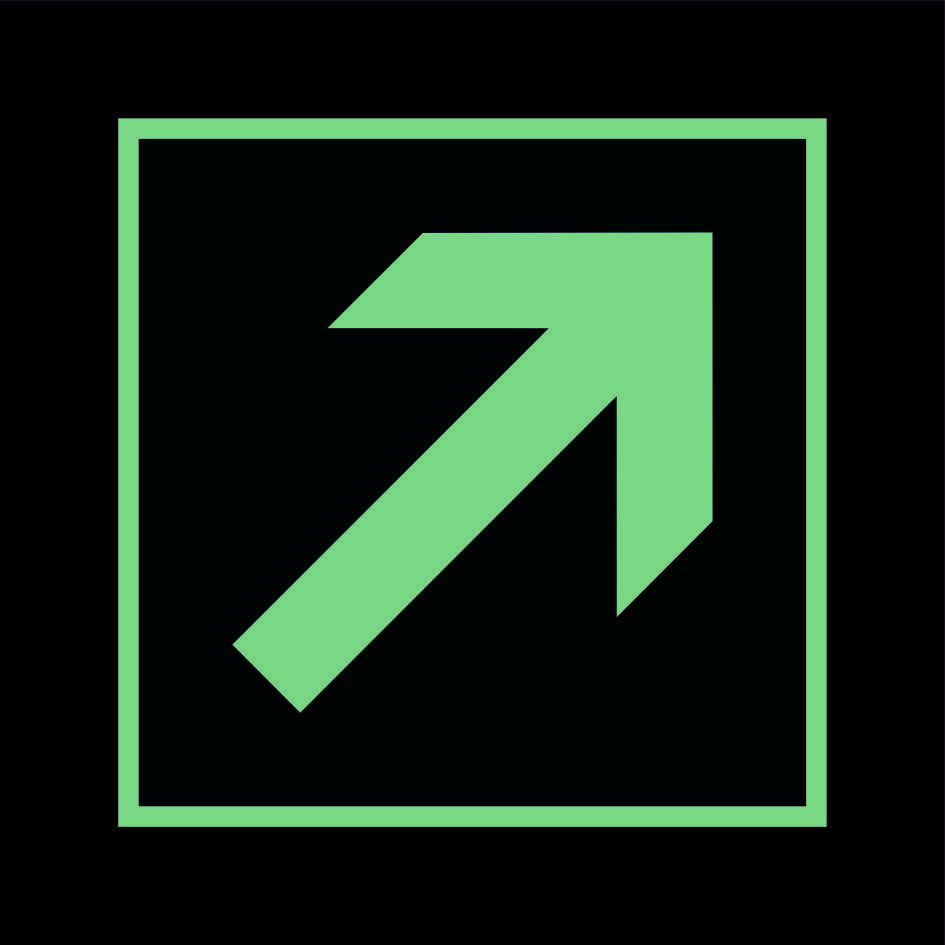 Fluchtwegschild Alu verschiedene Größen Permalight power 150/22 "Richtungspfeil schräg"