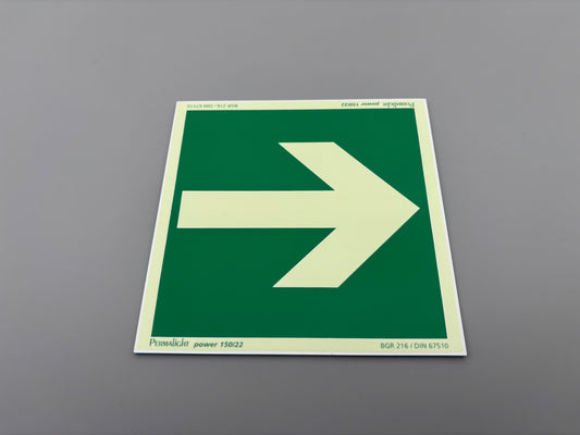 Fluchtwegschild Alu 150x150 Permalight power 150/22 "Richtungspfeil gerade"