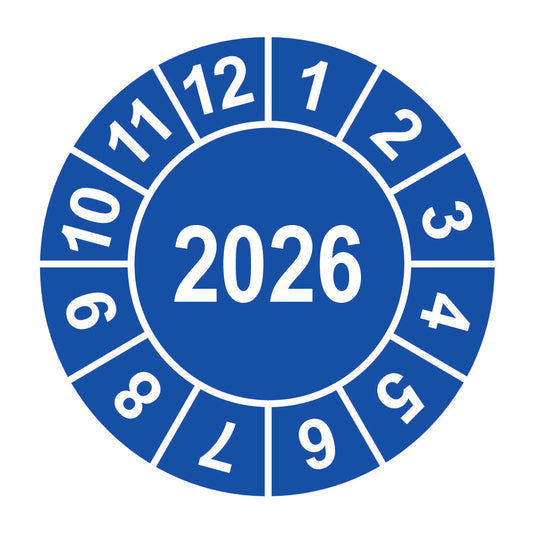 Prüfplakette 2026 Blau 30mm Dokumentenfolie