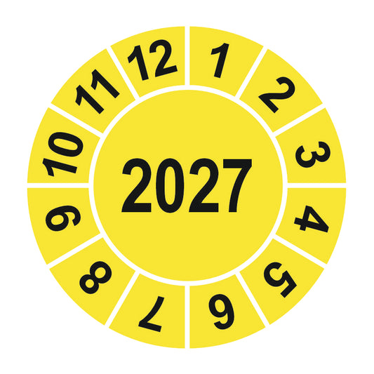 Prüfplakette 2027 Gelb 30mm Dokumentenfolie