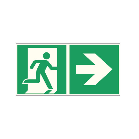 Fluchtwegschild Pfeil rechts nachleuchtend Alu 400x200mm
