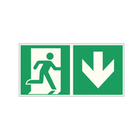 Fluchtwegschild Pfeil rechts abwärts nachleuchtend Alu 300x150mm