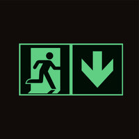 Fluchtwegschild Pfeil rechts abwärts nachleuchtend Alu 300x150mm