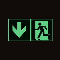 Fluchtwegschild Pfeil links abwärts nachleuchtend Alu 300x150mm