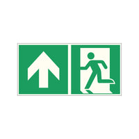 Fluchtwegschild geradeaus Pfeil links Alu 300x150 Arivasign