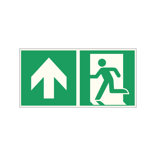 Fluchtwegschild geradeaus Pfeil links Alu 300x150 Arivasign