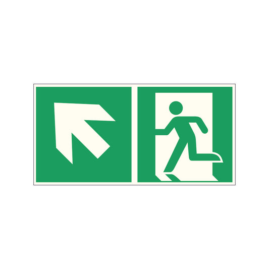 Fluchtwegschild Pfeil links aufwärts Alu 300x150 Arivasign