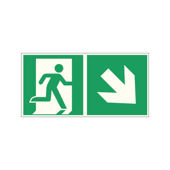 compare product Fluchtwegschild Pfeil rechts unten Alu 300x150 Arivasign