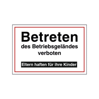 compare product Hinweisschild Betreten des Betriebsgeländes verboten Digitaldruck