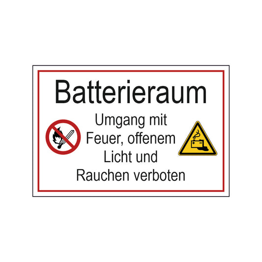 Hinweisschild Batterieraum Digitaldruck