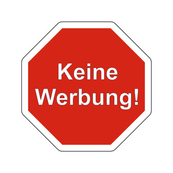 compare product Keine Werbung 50x50mm Aufkleber