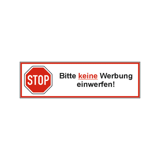 Stop! Bitte keine Werbung einwerfen! 100x30mm Aufkleber