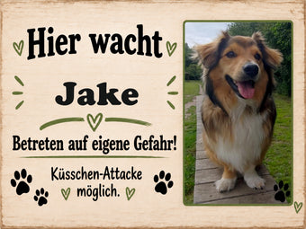 compare product Hundeschild „Hier wacht …“ – personalisiert mit Foto & Name