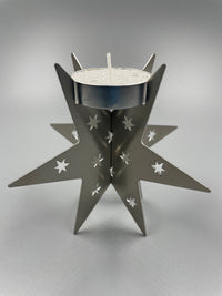 Teelichthalter Stern aus Edelstahl 96mm gemustert