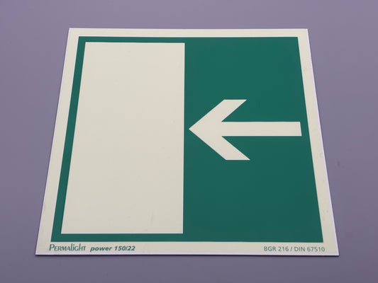 Fluchtwegschild Alu 200x200 Permalight power 150/22 "Fluchttür links"