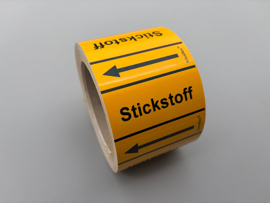 Rohrleitungsband DIN 2403 gelb 75 mm Stickstoff