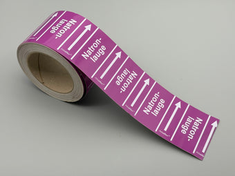 compare product Rohrleitungsband DIN 2403 lila 75 mm Natronlauge