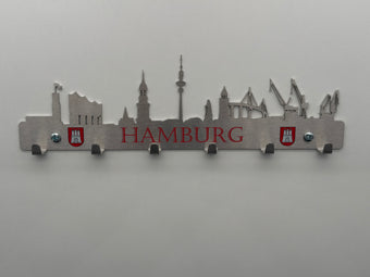 compare product Schlüsselbrett Skyline Hamburg aus Edelstahl Wappen Hamburg