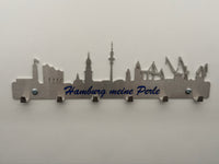 Schlüsselbrett Skyline Hamburg aus Edelstahl mit UV Aufdruck
