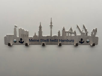 compare product Schlüsselbrett Skyline Hamburg aus Edelstahl mit Aufdruck