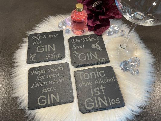 Schiefer Getränkeuntersetzer Gin Sprüche