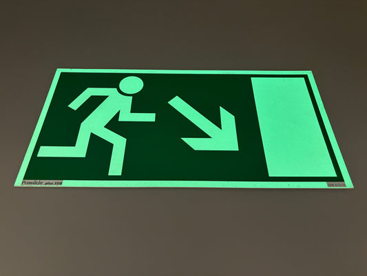 Fluchtwegschild Kunststoff 400x200 Permalight plus 55/8 "Fluchtrichtung rechts abwärts"