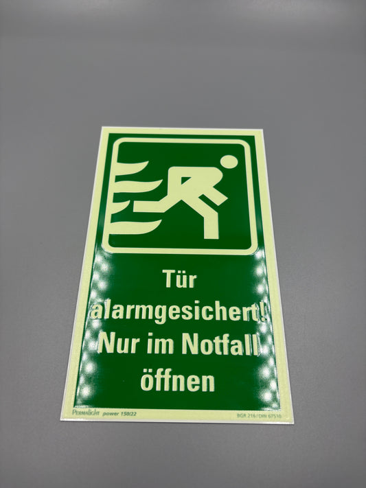 Rettungsschild Alu 120x200 Permalight power 150/22 "Tür alarmgesichert"