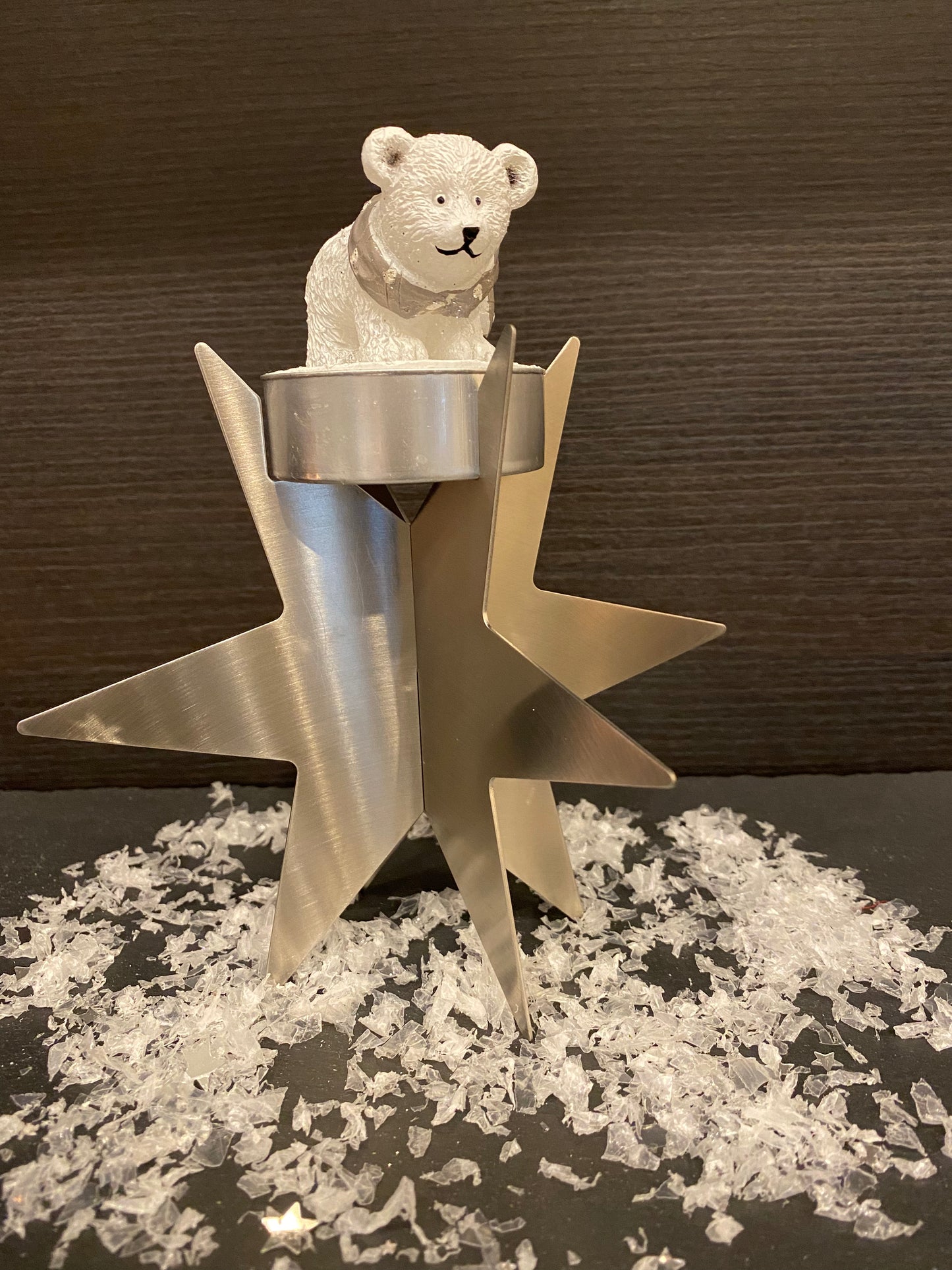 Teelichthalter Stern aus Edelstahl 144mm