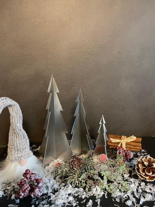 Wintertannen 3D aus Edelstahl 3erSet