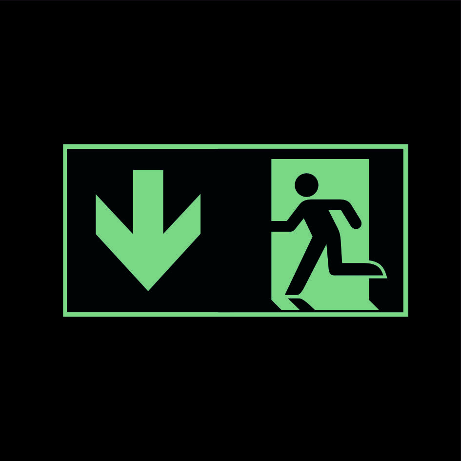 Fluchtwegschild Alu verschiedene Größen Permalight power 150/22 "Fluchtrichtung abwärts"